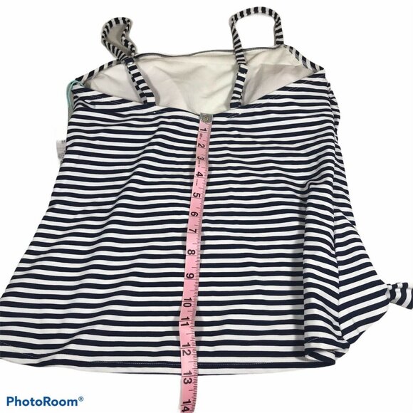 Kona Sol Womens Sz Medium 8-10 Tankini Swim Top Striped Navy White New With Tags - Picture 12 of 12